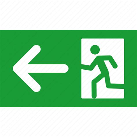 Arrow, emergency, exit, green, leave, left, sign icon