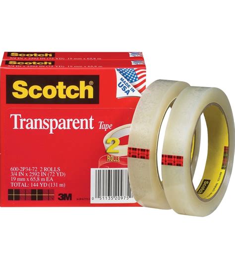 SCOTCH® TRANSPARENT TAPE, 3/4" x 2592", 2/Pack - Multi access office