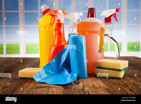 Assorted cleaning products Stock Photo - Alamy