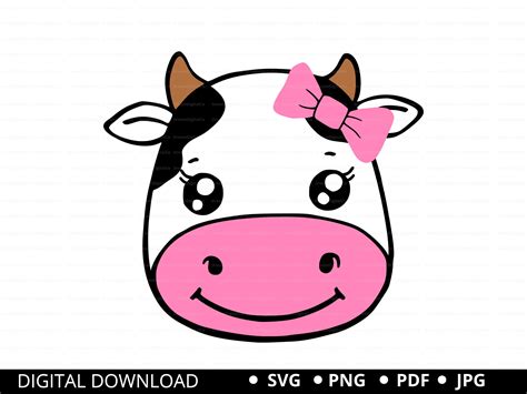 Cow Face for Girls Svg Cow Svg Cow Cut File Cow Head Farm - Etsy