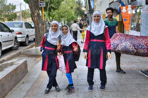 Iranian Girls in School Uniform on a City Street. Editorial Stock Image - Image of outdoor, iran ...