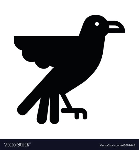 Raven black bird silhouette Royalty Free Vector Image