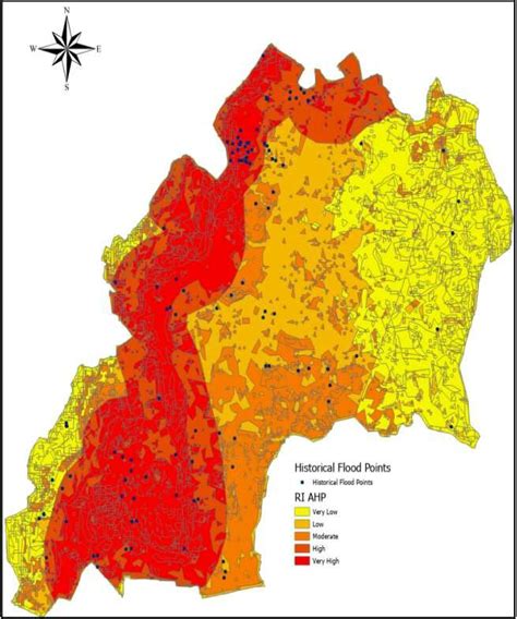 Validation of the final flood hazard map (IR'AHP) with historically ...