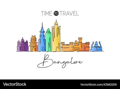 One single line drawing of bangalore city skyline Vector Image