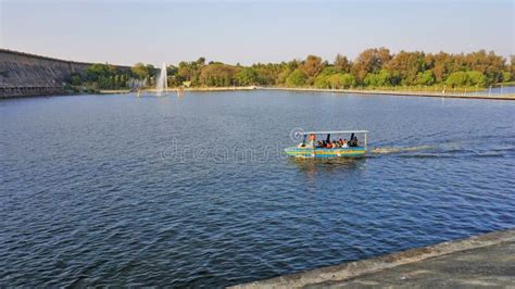 Mysore,Karnataka,India-February 12 2022: Tourists Enjoying Boat Trip Around Fountain in KRS Dam ...