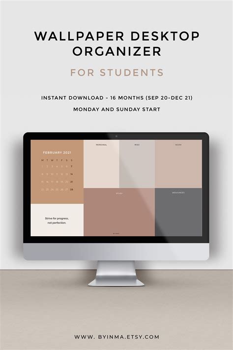 Desktop Wallpaper Organizer for Students. Minimalist Wallpaper - Etsy | Desktop wallpaper ...