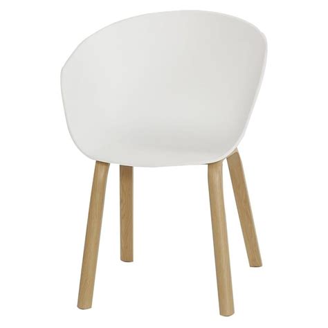 Eiffel Inspired White Plastic Armchair with Light Wood Legs at Fusion.