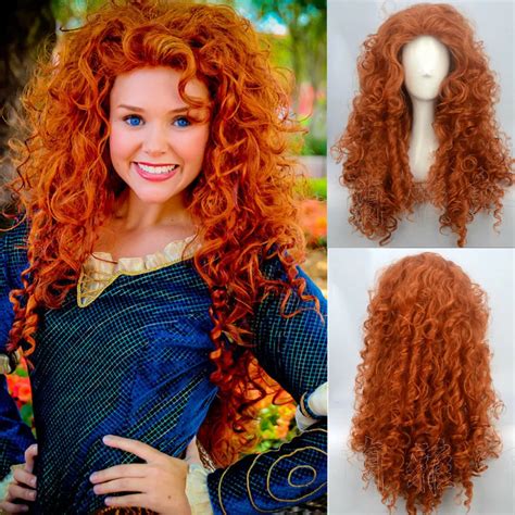 Fashion Brave Merida Costume Wig Curly Orange Hair Cosplay Party Long Wig on Aliexpress.com ...