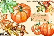 Autumn pumpkin - watercolor clip art | Illustrations ~ Creative Market