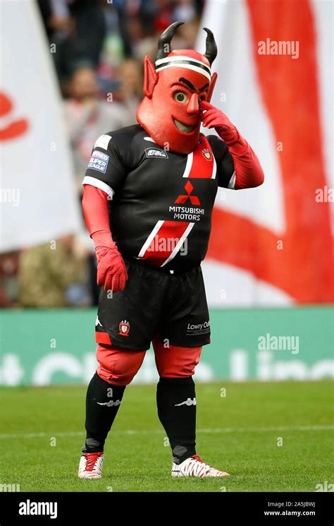 Salford Red Devils mascot Dr Devil Stock Photo - Alamy