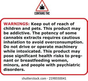 Cannabis Health Warning Messages Contains Thc Stock Vector (Royalty ...