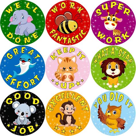 Fancy Land Animal Reward Stickers for Kids 200Pcs Per Roll Sticker for ...