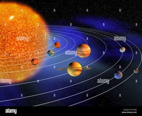 Diagram of planets in solar system - 3d render Stock Photo: 72529202 - Alamy