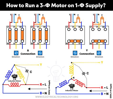 How to Run a Three-Phase Motor on Single-Phase Power Supply? | Electrical circuit diagram ...