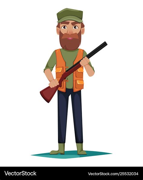 Hunter man cartoon character Royalty Free Vector Image