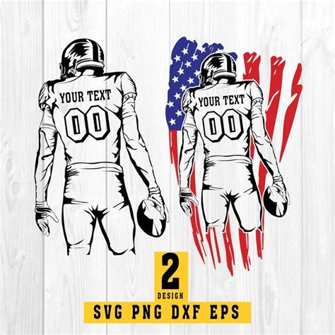 two american football players wearing uniforms with an american flag in ...