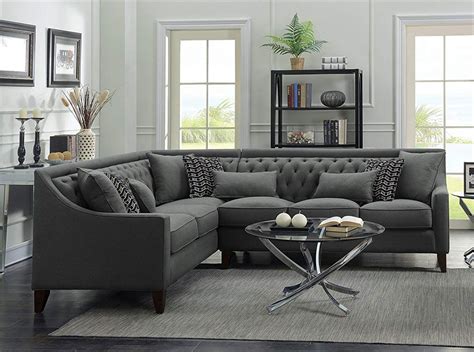 Tufted Down Mix Modern Contemporary Left Facing Sectional Sofa, Grey | Living room sofa, Small ...