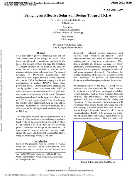 (PDF) Bringing an Effective Solar Sail Design to TRL 6