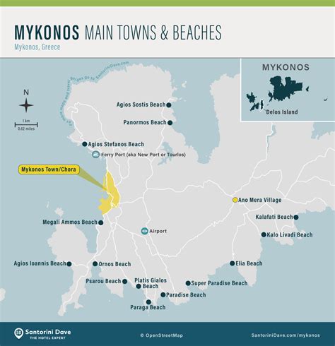 Mykonos Maps - Hotels, Towns, Beaches, Attractions, Bus, Ferry Port