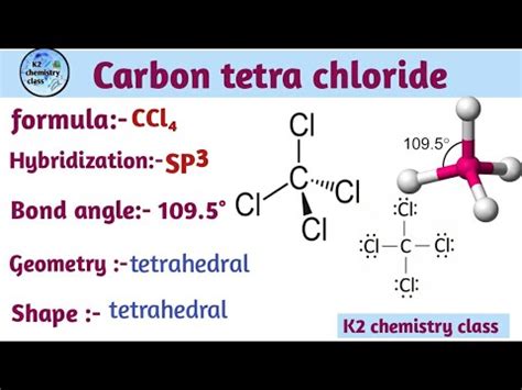 Bond angle, molecular geometry of CCl4 (carbon tetra chloride), by ...