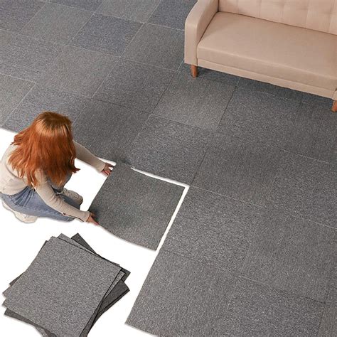 Buy Nisorpa Heavy Duty Carpet Squares with Tapes 20x20 inch Light Grey 20 Pack Commercial Carpet ...