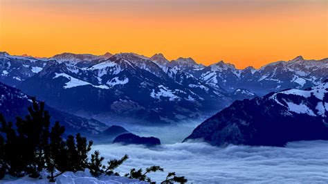 Snow Covered Mountains During Sunset HD Nature Wallpapers | HD Wallpapers | ID #47864