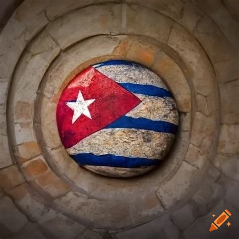 Stones with cuban flag colors in a medieval cloister