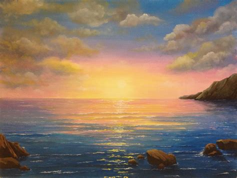 sunset | Seascape paintings, Sunrise painting, Sunset painting