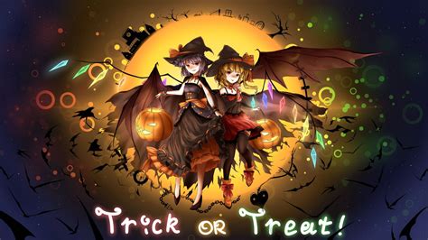 Download Halloween Anime Witches Art Wallpaper | Wallpapers.com