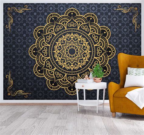 Tapisserie murale mandala doré - TenStickers