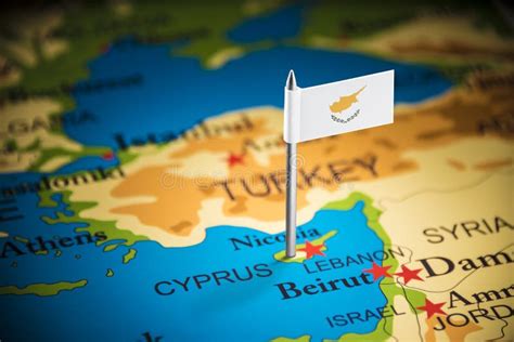 Cyprus Marked with a Flag on the Map Stock Image - Image of nation ...