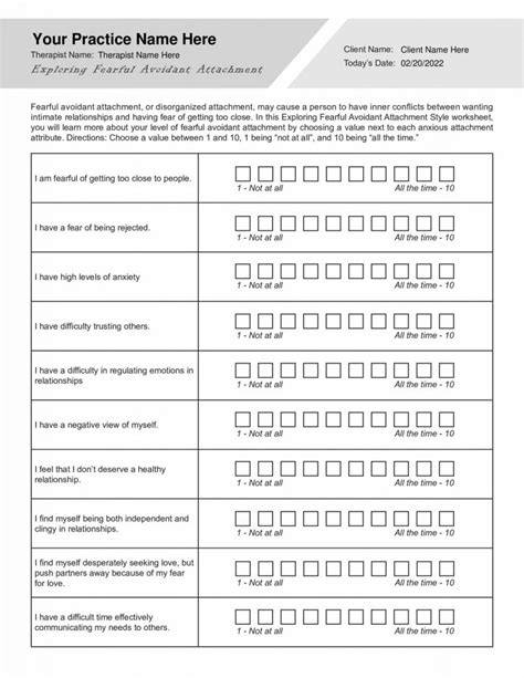 Exploring Fearful Avoidant Attachment Style Worksheet (Editable, Fillable, Printable PDF ...