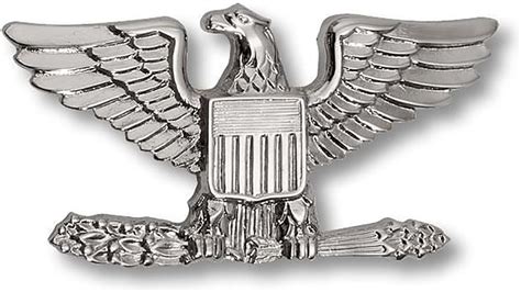 Amazon.com: Insignia de metal plateado con solapa izquierda del coronel del ejército de Estados ...