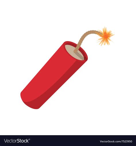 Red dynamite stick cartoon icon Royalty Free Vector Image