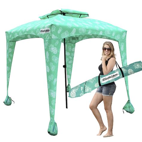 Buy Beach Cabana Canopy Shelter – Sun Shade Tent – 6’ X 6’ - UPF 50+ - Waterproof - 2 Beach Blue ...