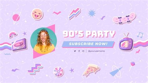 Personalize this Pastel Aesthetic 90's Party Subscribe Now YouTube ...