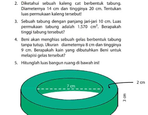 Sebuah Tabung dengan Panjang Jari-Jari 10 cm Luas Permukaan Tabung Adalah 1.570 cm²