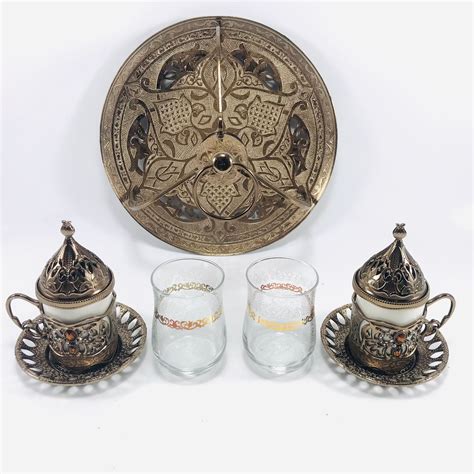 Turkish Coffee Set Coffee Set With Hanging Tray Bronze Color - Etsy