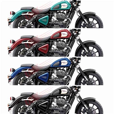 Royal Enfield 650 Cruiser In 4 New Colours Of Red, Black, Blue, Teal - Render