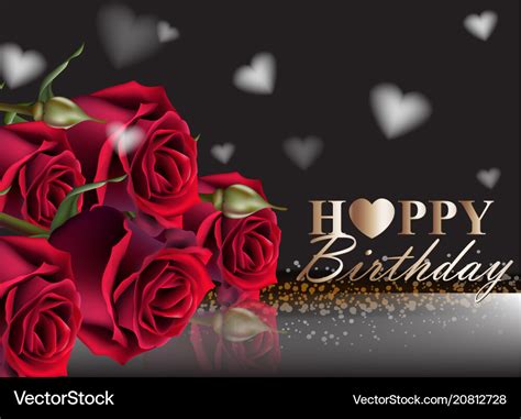 Happy birthday red roses background Royalty Free Vector