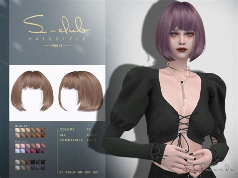 The Sims Resource - Short bob cut hairstyle(Amanda) by S-Club