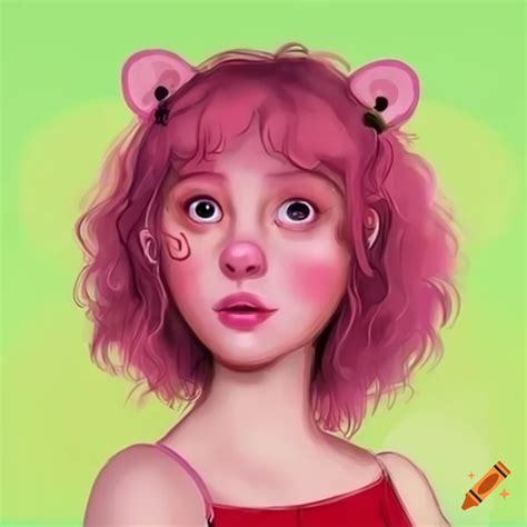 Fan art of peppa pig as a human girl