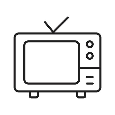 Television Icon Vector Outline Isolated, TV Set Symbol or Sign Line ...