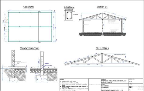 1000 Broilers Poultry House Design Drawing - Cadbull