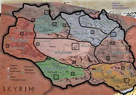 (Unofficial) Skyrim Map Outline, with City/Town Locations : skyrim