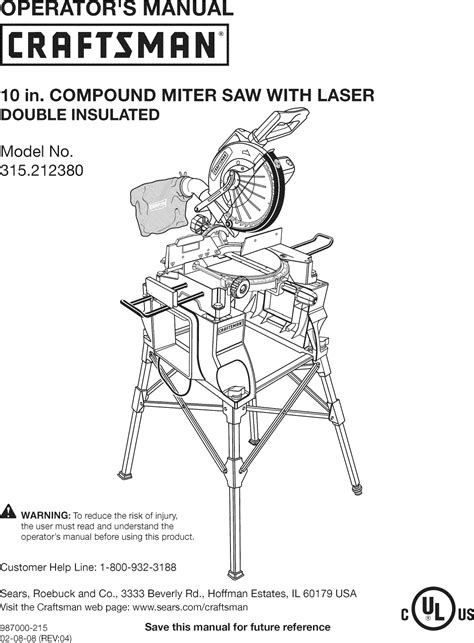 Craftsman 315212380 User Manual MITER Manuals And Guides L0809042