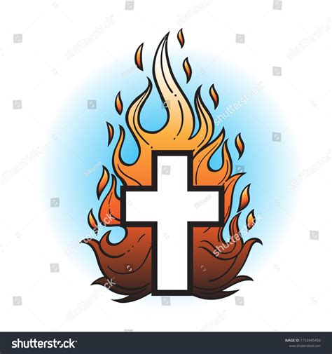 Burning Cross Illustration Old School Tattoo Stock Vector (Royalty Free ...