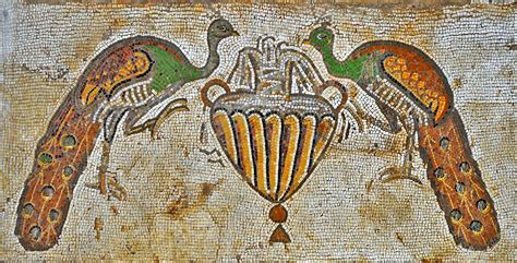 Antithetic peacocks around a cantharos (Byzantine mosaic) | Byzantine ...