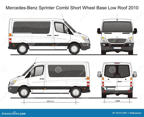 Mercedes Sprinter Combi SWB Low Roof Van 2010 Blueprint Editorial Photo - Illustration of ...