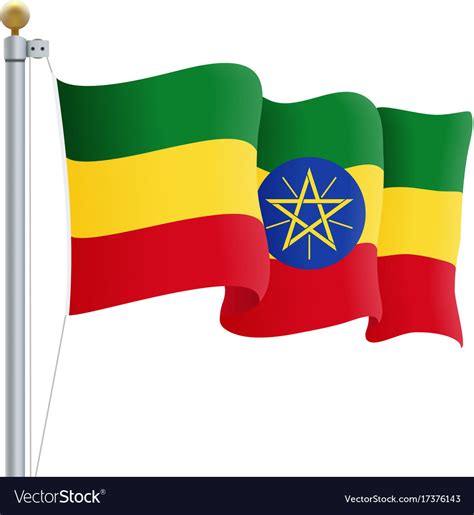 Waving ethiopia flag isolated on a white Vector Image